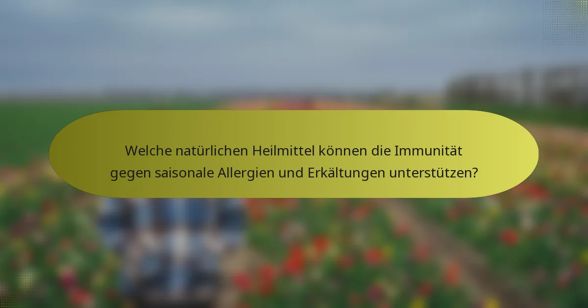 Welche natürlichen Heilmittel können die Immunität gegen saisonale Allergien und Erkältungen unterstützen?