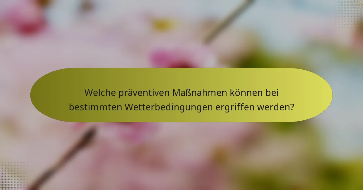 Welche präventiven Maßnahmen können bei bestimmten Wetterbedingungen ergriffen werden?