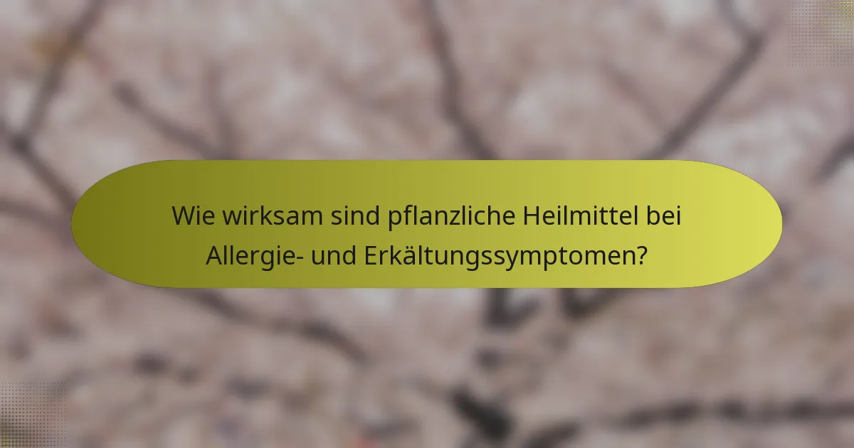 Wie wirksam sind pflanzliche Heilmittel bei Allergie- und Erkältungssymptomen?